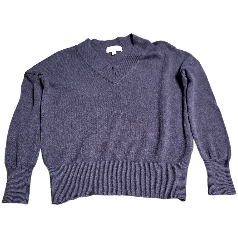 Philosophy Republic Clothing V-Neck Knit Sweater Women's Size‎ S Navy Relaxed